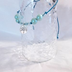 Tree of Life Blue Hemp Adjustable Bracelet
